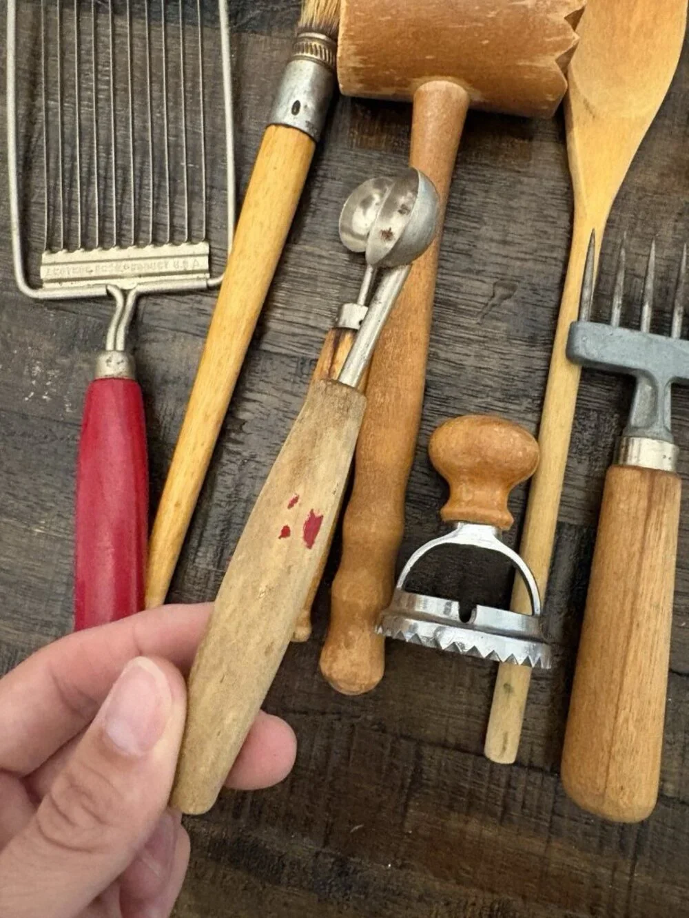 Mixed Lot Kitchen Tools & Utensils Woods Metals Rustic